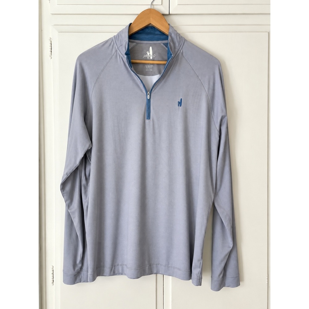 Johnnie-O Mens Gainey Quarter Zip Pullover Gray Seal EMKO4280 Large Resort